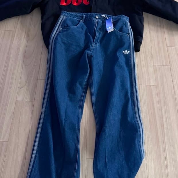 새상품_(34)아디다스 아디컬러 데님 파이어버드 팬츠 미디움 블루 데님