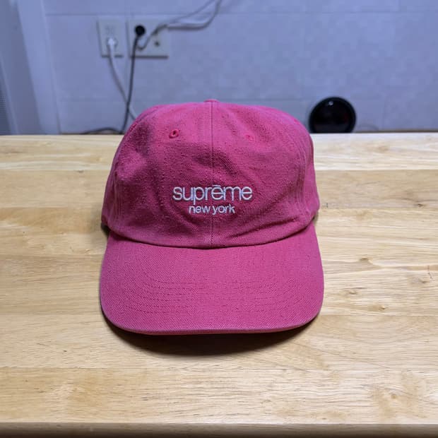 슈프림 23ss 클래식 로고 6패널 캡 모자 핑크
