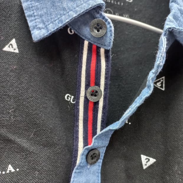 GUESS U.S.A. 로고 패턴 폴로 티셔츠 L (여 95)