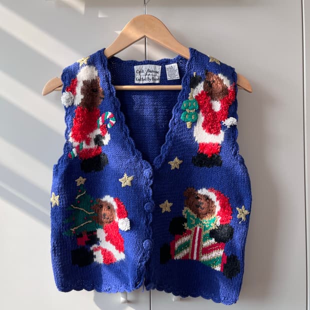 Croft & Barrow 곰인형 크리스마스 니트 조끼