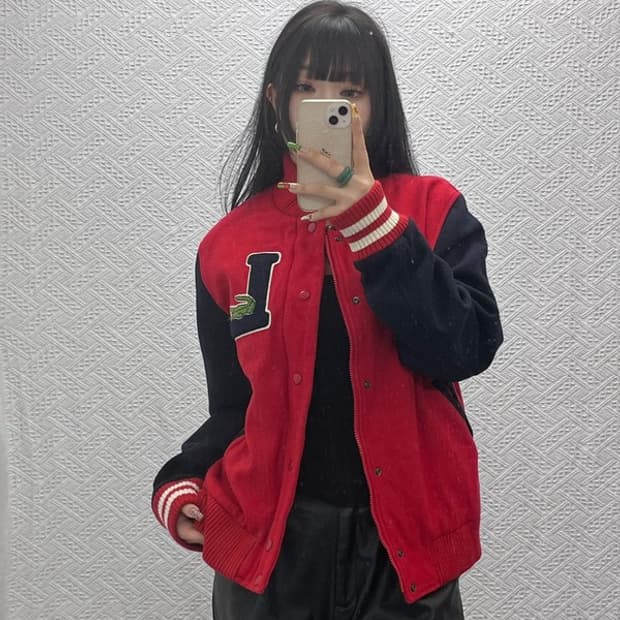 라코스테 올드스쿨 레트로 울 바시티 자켓 48 C09569