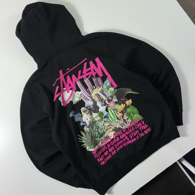 Stussy  스투시 코튼 사이키델릭 블랙 후드티 