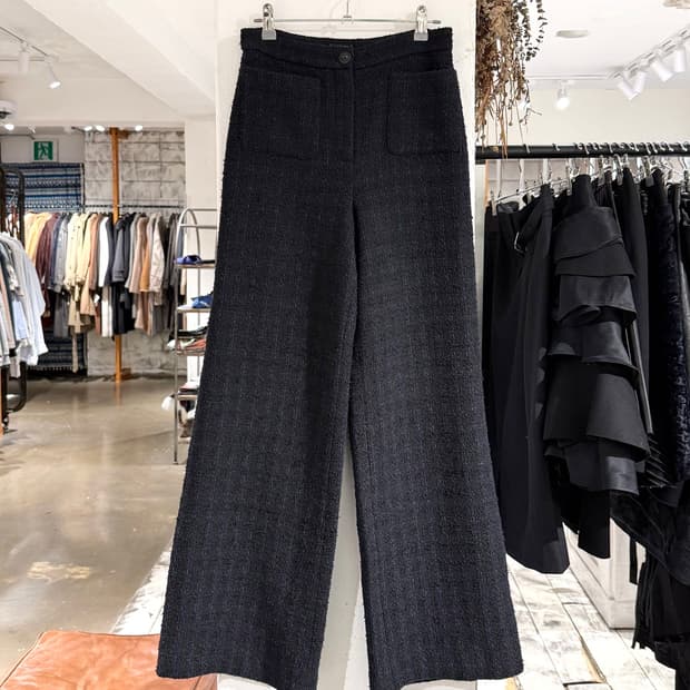 샤넬 유니폼 블랙 트위드 체크 팬츠