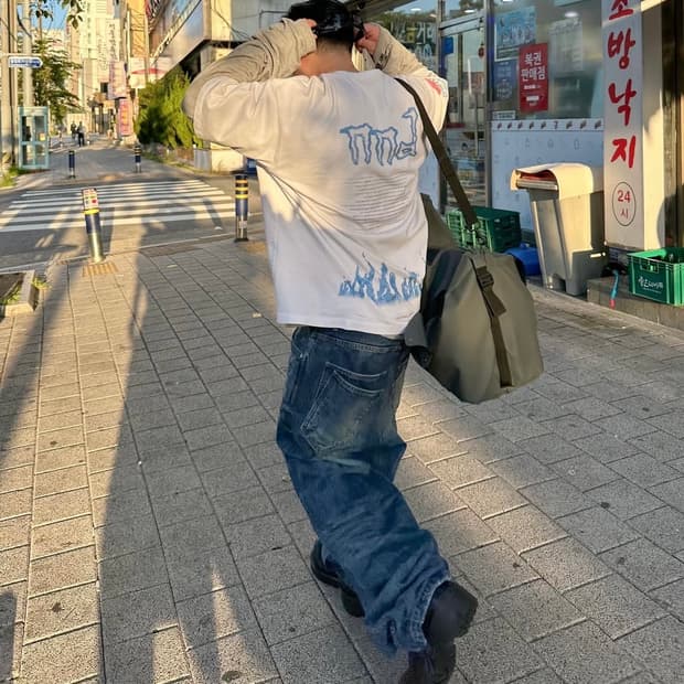 논노드 더블 포켓 재패니즈 데님 미드 블루