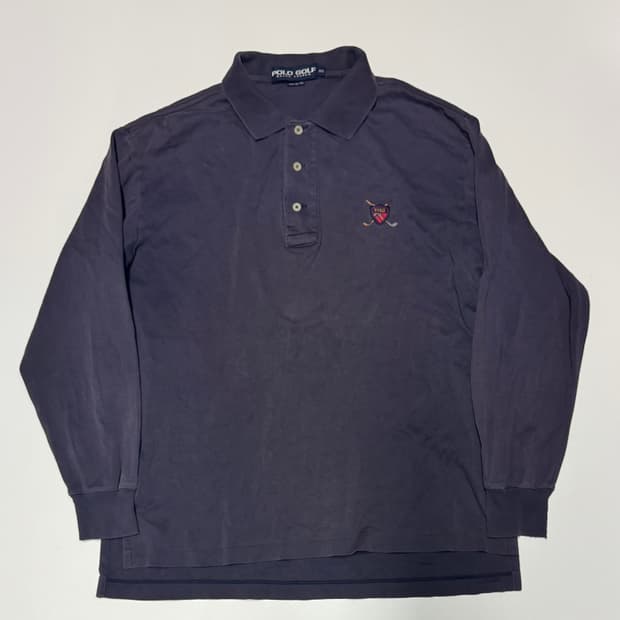 폴로 랄프로렌 방패 와팬 pk 긴팔 카라티 퍼플