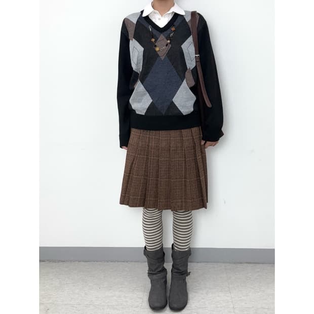 빈티지 데드스탁 아가일 니트