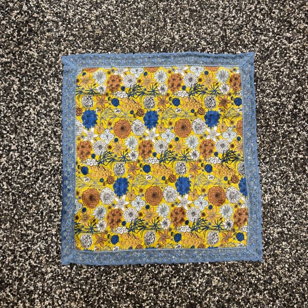 빈티지 레이스 트림 플로럴 스카프 반다나 (64x58cm) 