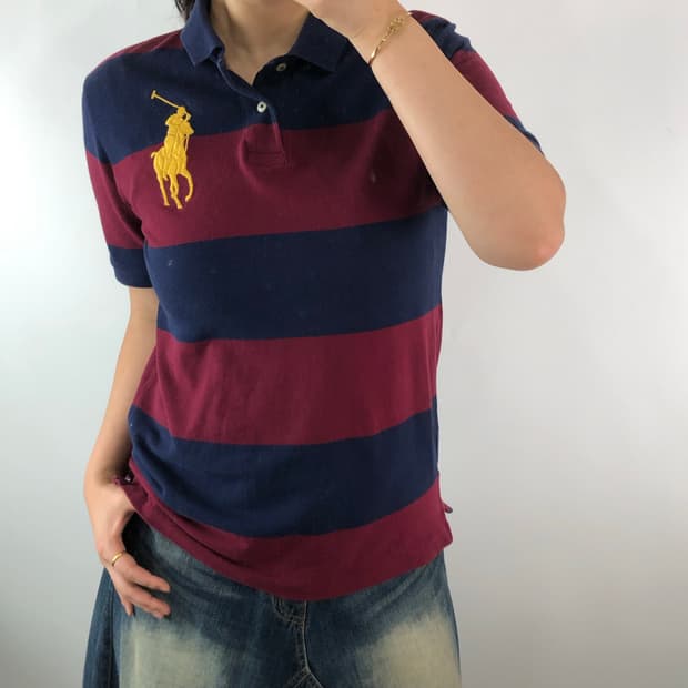 [XL(18-20)] 폴로 빅포니 스트라이프 카라티
