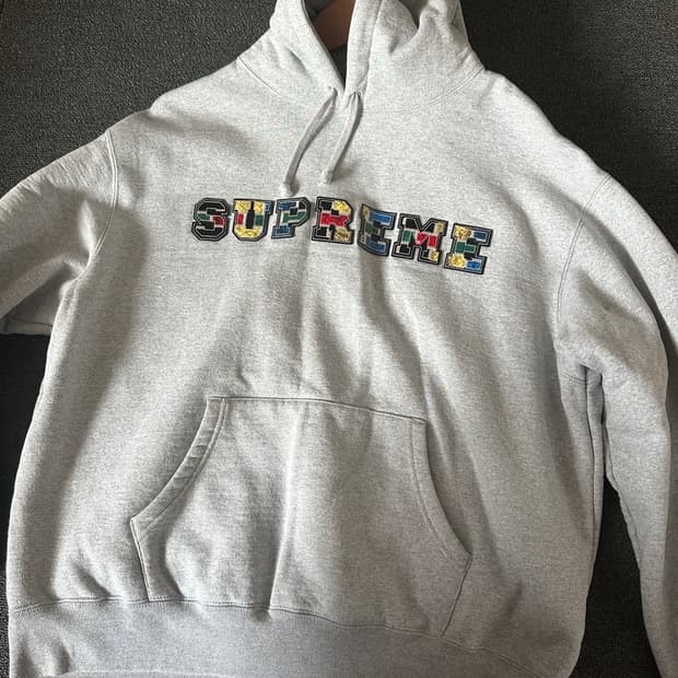 슈프림 컬리지에이트 패치워크 후디 헤더 그레이