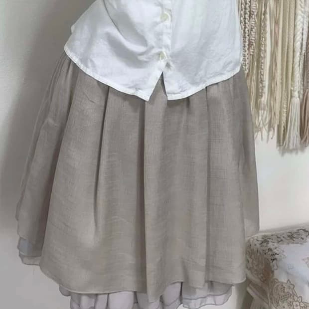 유토 빈티지 그레이베이지 스커트 카메 카라하나 모리노가토 카모메산장