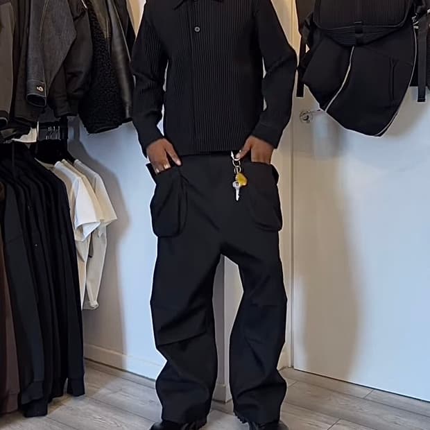 이세이 미야케 옴므 플리세 울라이크 블루종 트러커 자켓