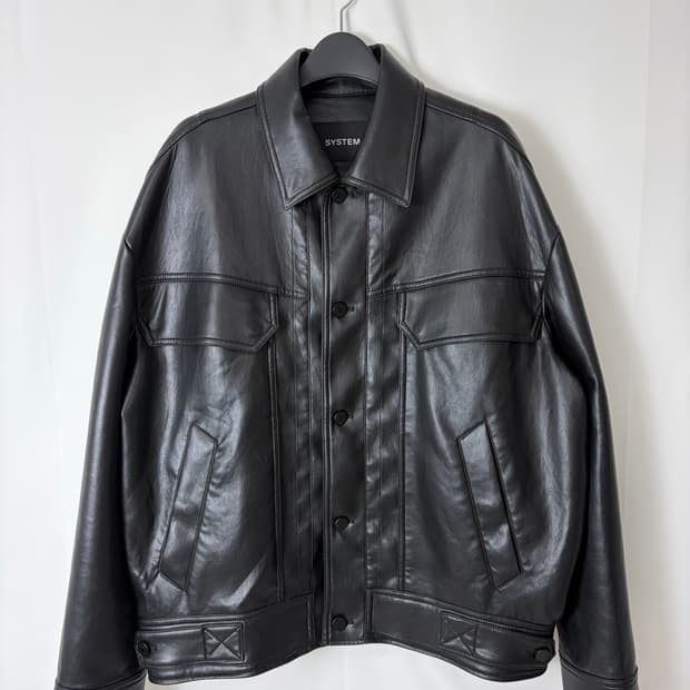 a78) 시스템 SYSTEM 블랙 레더자켓