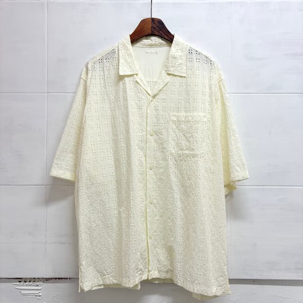 버터 펀칭 자수 오픈 카라 셔츠 XL JPN