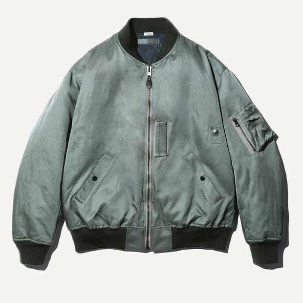 아프레쎄 VINTAGE SILK FLIGHT JACKET, SAGE