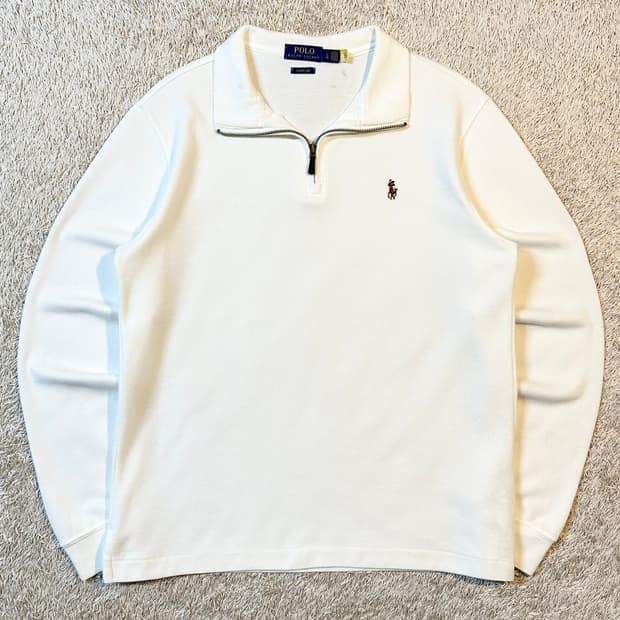 폴로 랄프로렌 신형 QR 멀티포니 하프 반집업 니트 화이트
