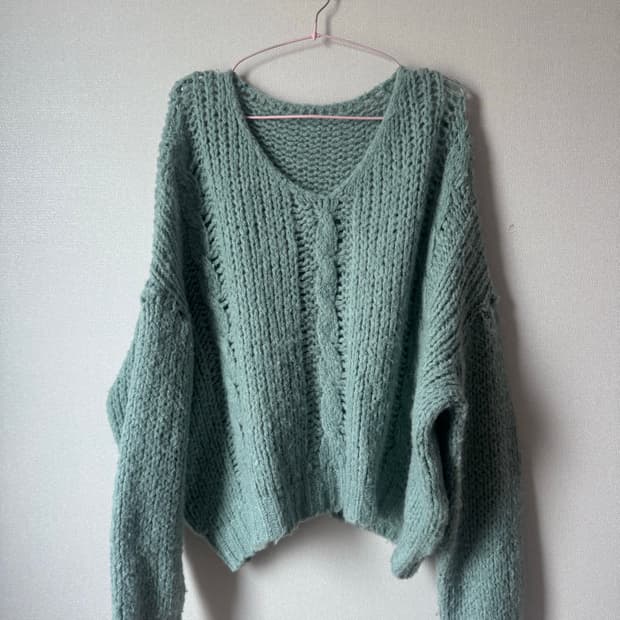 민트 오버핏 니트탑