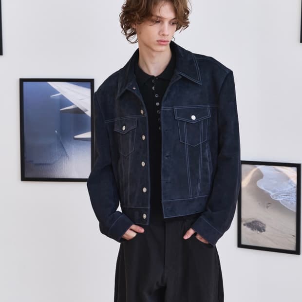 1) 웨이비니스 스웨이드 자켓 그래파이트 네이비