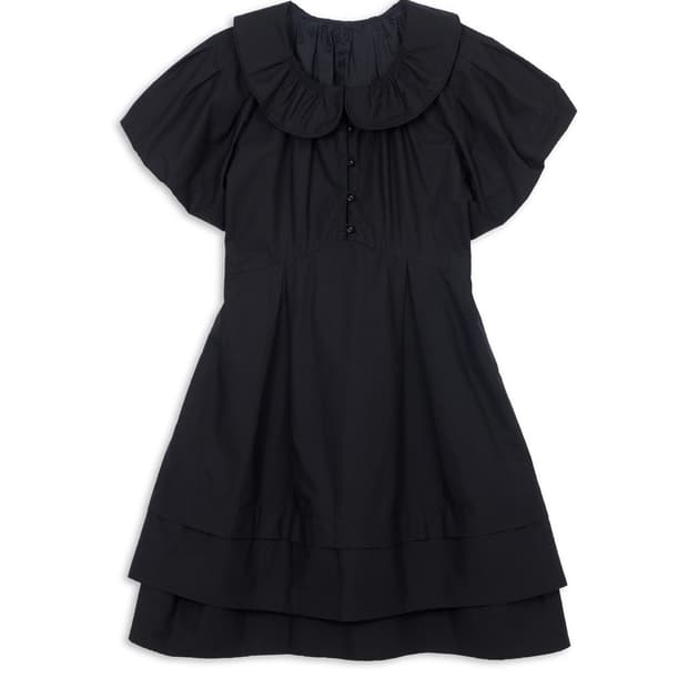 cosmoss PUFFY TIERED MIDI DRESS (BLACK)