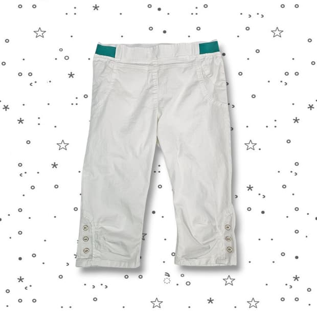 VTG 화이트 민트 카프리 팬츠