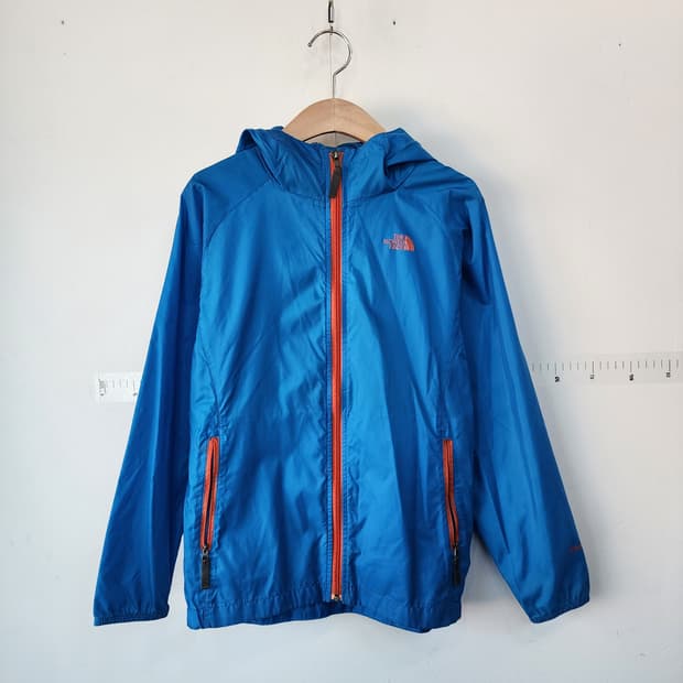 노스페이스 아동 블루 바람막이 후드 자켓