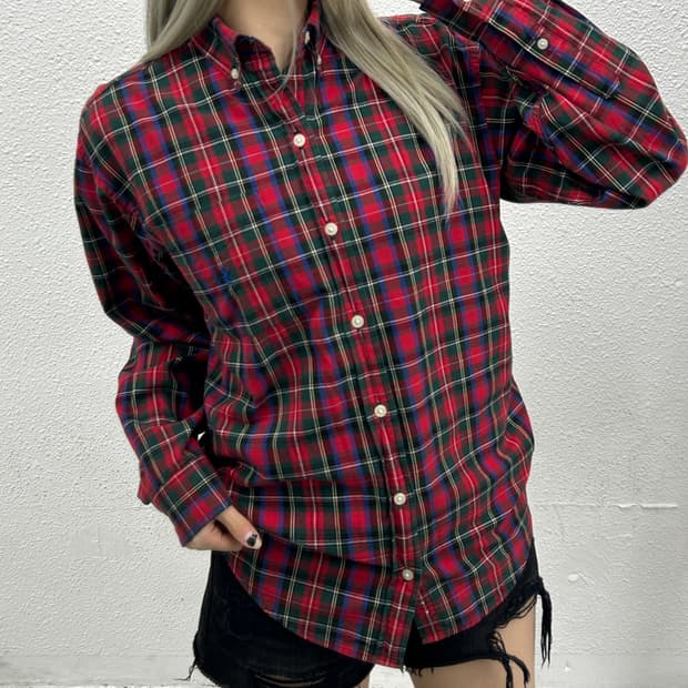 폴로 랄프로렌 블루포니 타탄체크 셔츠 L
