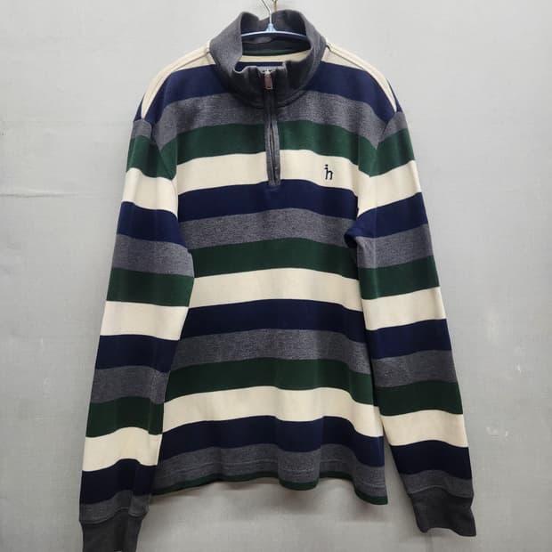 헤지스 멀티 스트라이프 반집업 니트 L