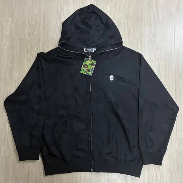 베이프 솔리드 카모 자카드 후드집업 블랙 XL 새상품