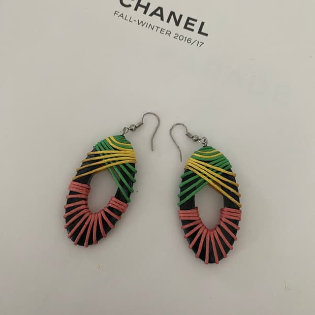 빈티지 컬러 우드 랩 귀걸이