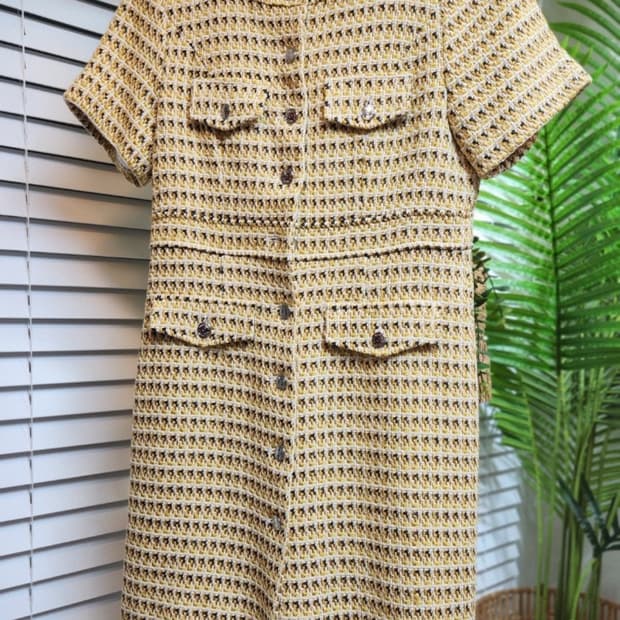 Maje 마쥬 옐로우 트위드 원피스