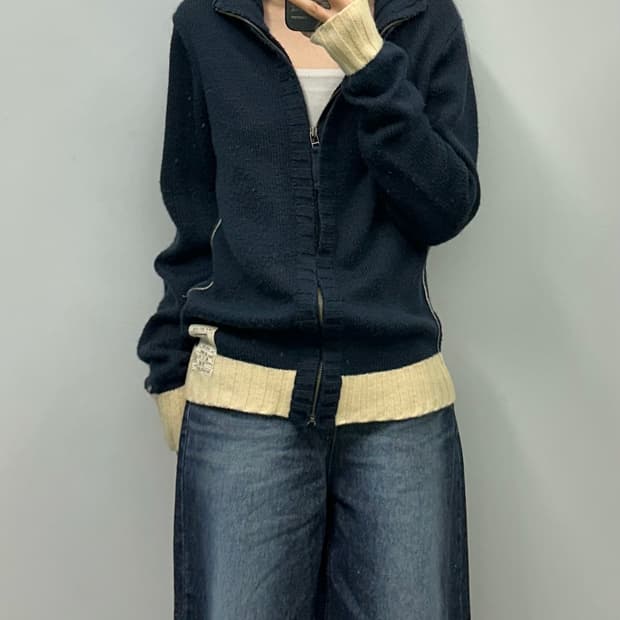 리바이스 네이비 가디건 니트 집업
