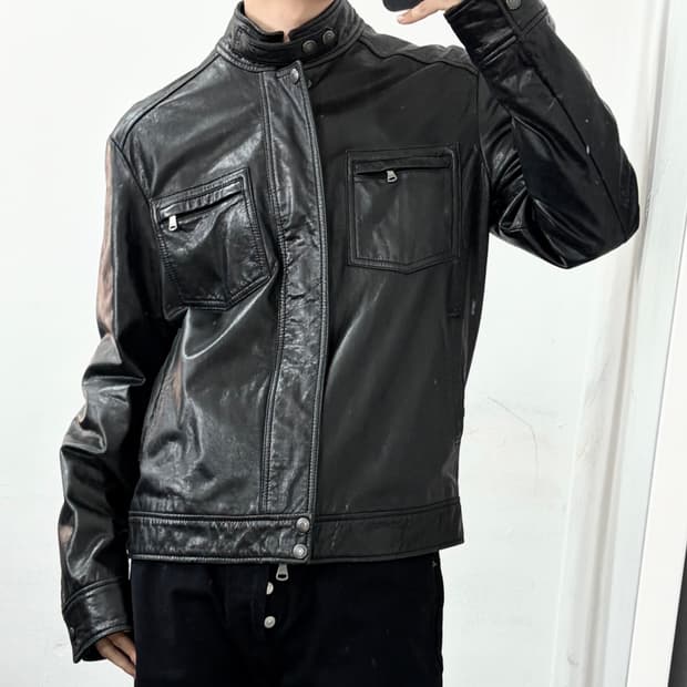 캘빈클라인 투웨이 염소가죽 라이더 자켓