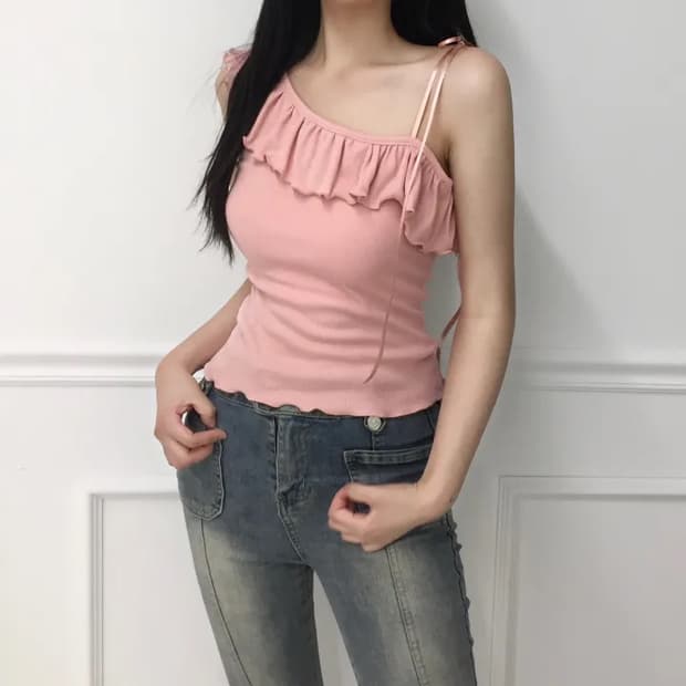 프릴 원숄더 나시탑