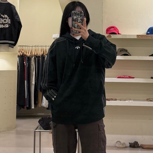 아디다스 알렉산더왕 로고 후드티 그린 U1584