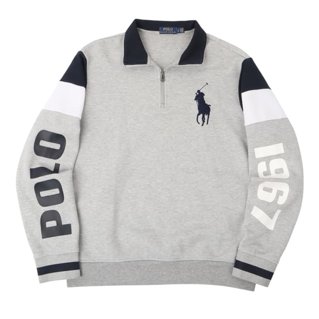 폴로 랄프로렌 빅포니 그레이 하프 집 스웻셔츠