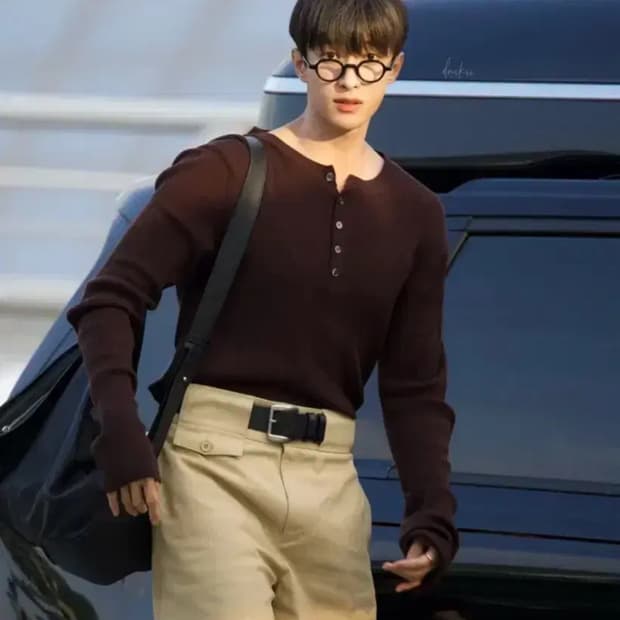 렉토 헨리넥 니트 L 브라운/그레이