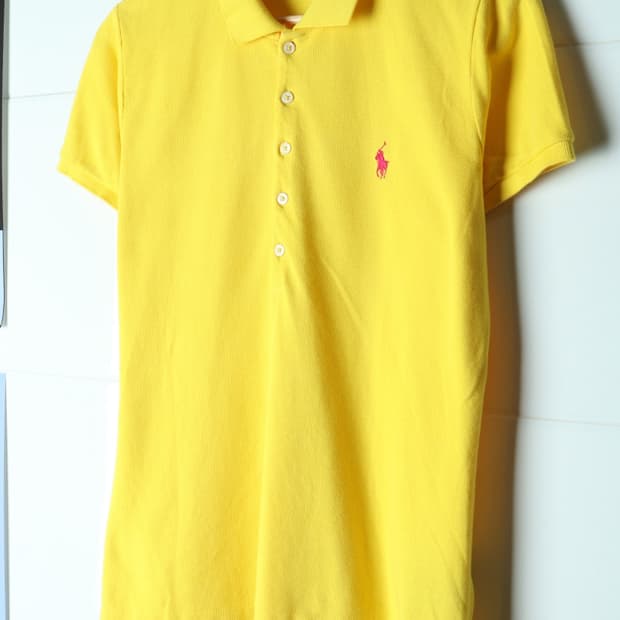 W(L) 폴로 랄프로렌 반팔 카라 티셔츠 노랑 무지 핑크포니-H34727