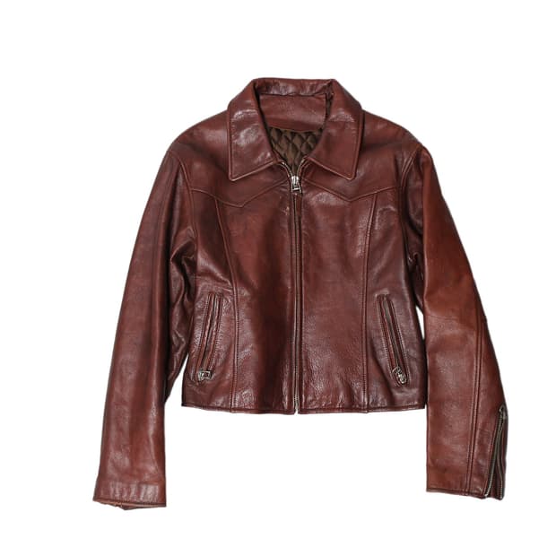 1990s JAPAN 스티어하이드 빌리 크롭 웨스턴 레더 자켓