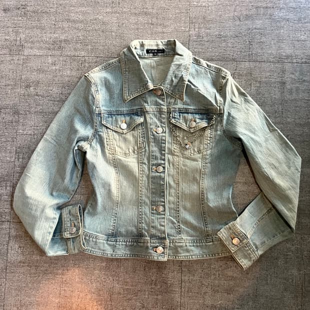 일본빈티지 Cds 핀터깔y2k 보헤미안락펑크 데님청자켓 중청그레이