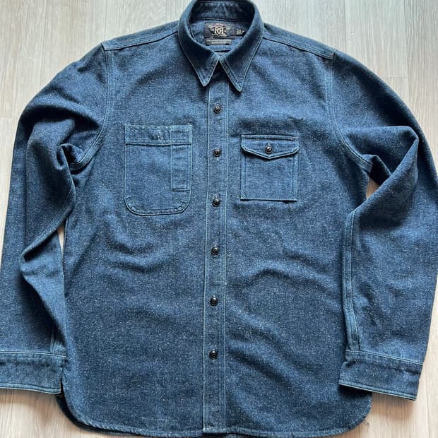 RRL herringbones garment dyeing.