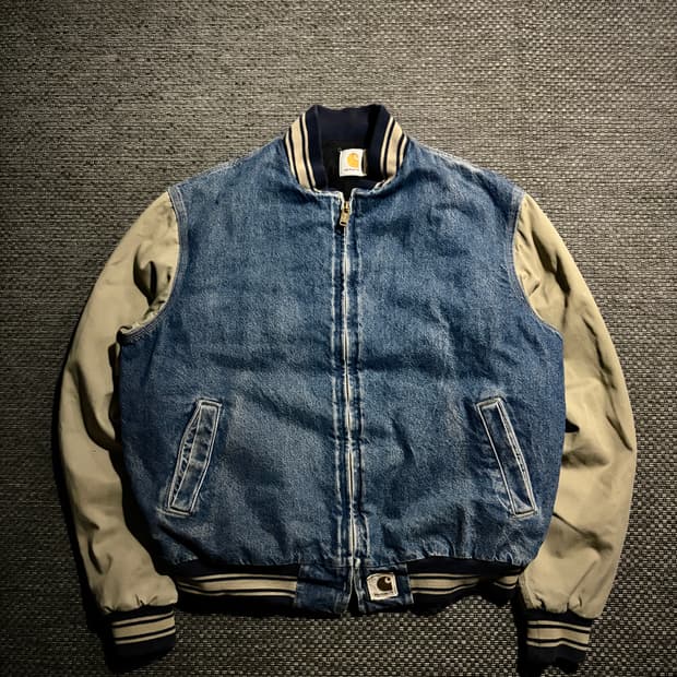 90s 칼하트 데님 베이스볼 자켓 JQ0198 L/R USA🇺🇸