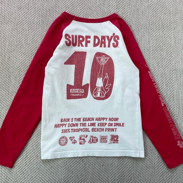빈티지 Surf 10 back the 긴팔티셔츠 