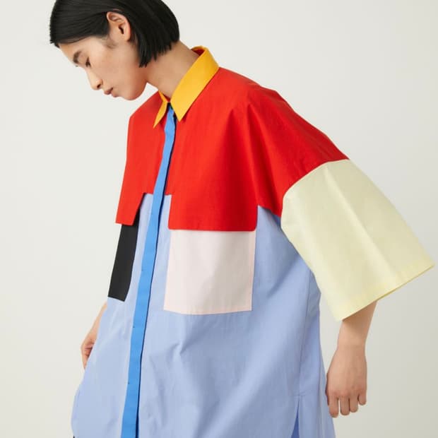 Nagonstans 컬러 블록 반팔 셔츠 새상품M