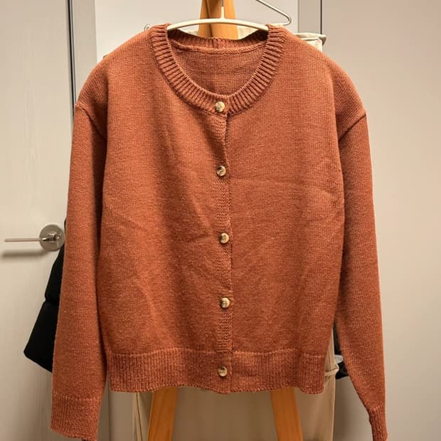 빈티지 인디핑크 라운드넥 니트 가디건