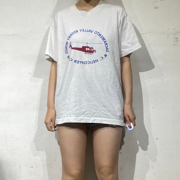 80s Made In USA 베스트 헬기 클럽 그래픽 티셔츠 L