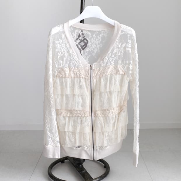 lace see-through zip-up 