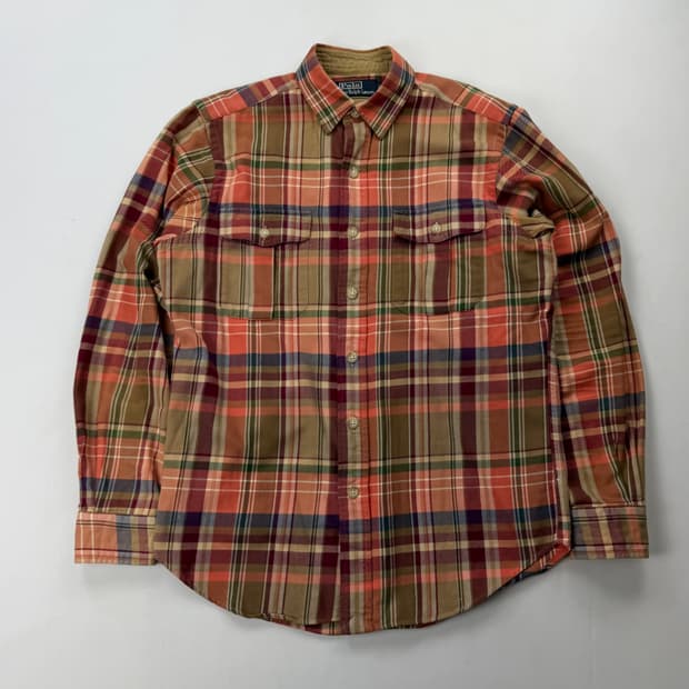 폴로 랄프로렌 클래식 타탄체크 엘보패치 셔츠