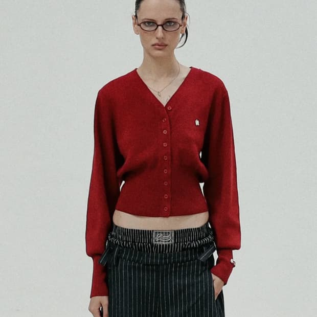 The Pure 브이넥 가디건 - 레드