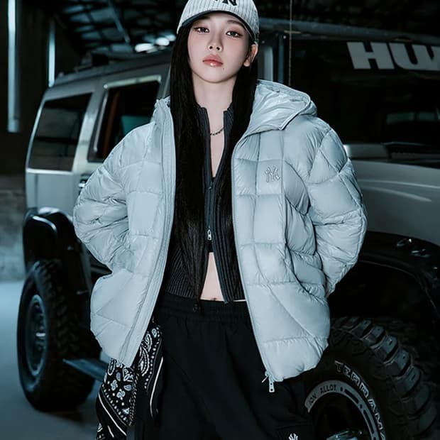 카리나 패딩 MLB 경량 커브 패딩 NY 라이트 그레이 M사이즈