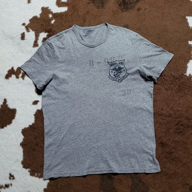 폴로 랄프로렌 남성용 그레이 반팔티셔츠(L)