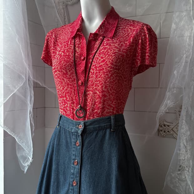 Oriental Pattern Button Shirt 0387